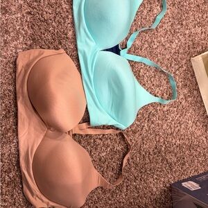Victoria's Secret Seamless Bras - Tan and Light Blue